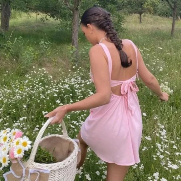 For Love And Lemons Pastel Rose Dress Slip Romantic Pink Mini women's  Size XL - Picture 6 of 14